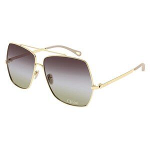 FX02323B New CHLOE Gold Square CH0278S 002 Sunglasses Women
